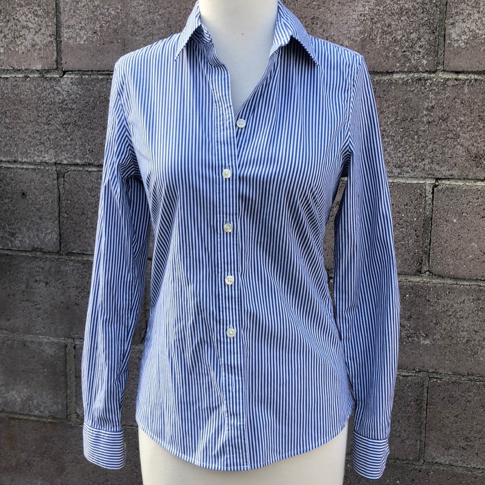 Banana Republic Blue Striped Dress Shirt Size 0